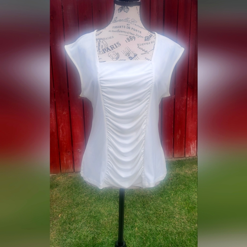 Style & Co Off White Square Neck Top